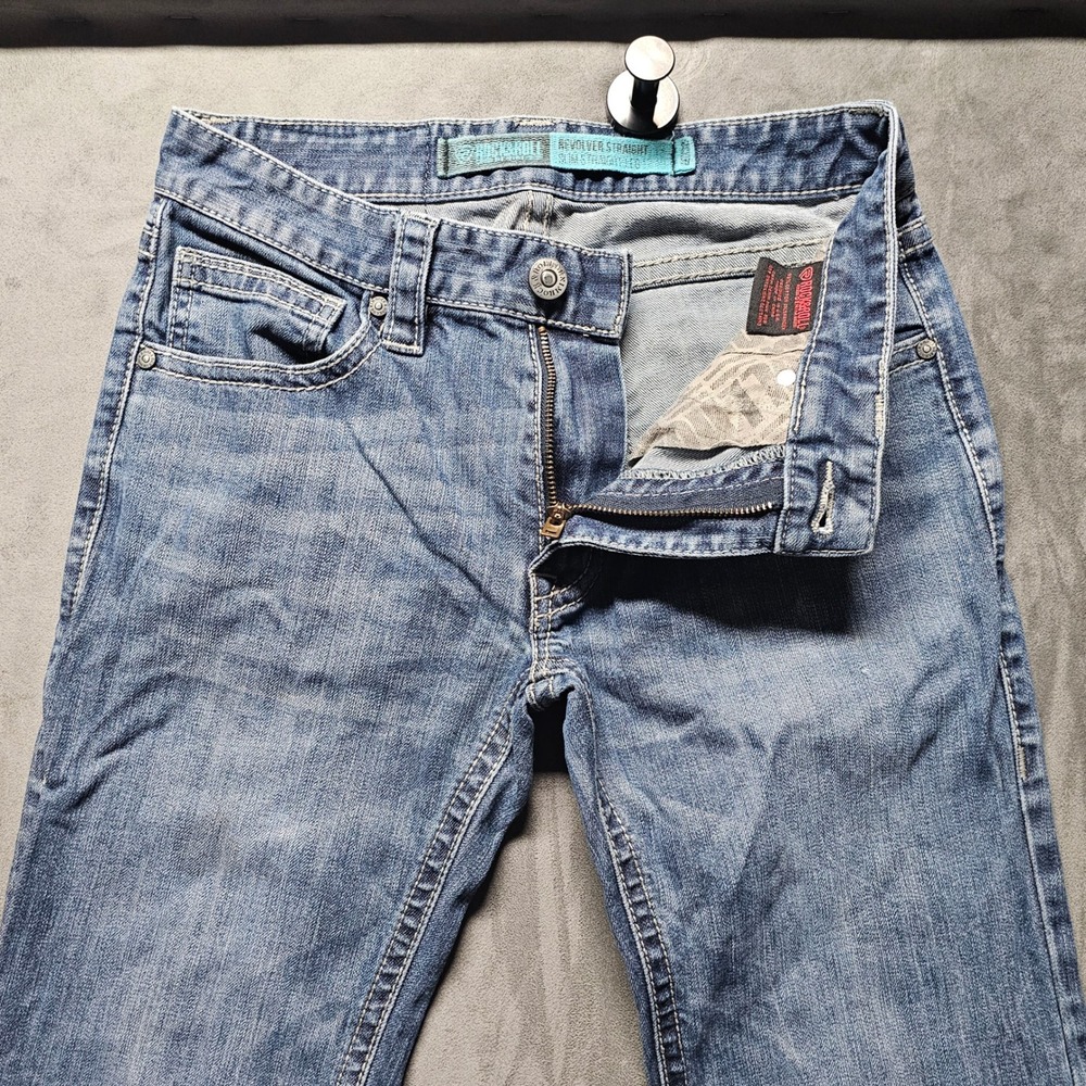 Rock and Roll Denim Revolver Slim Straight Leg Mens Jeans Medium Wash Blue